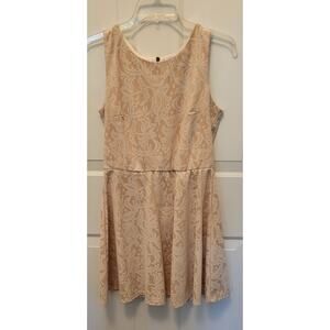 HeartSoul Dress Ivory/Tan Lace Fit & Flare Sleeveless Dress Women's Medium